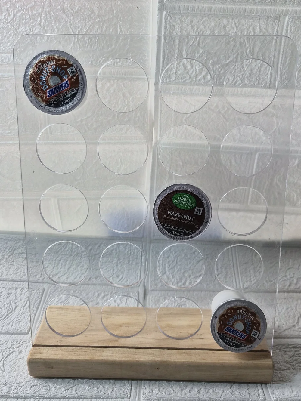IKEA Clear Acrylic K-Cup Coffee Pod Organizer with Wood Base
